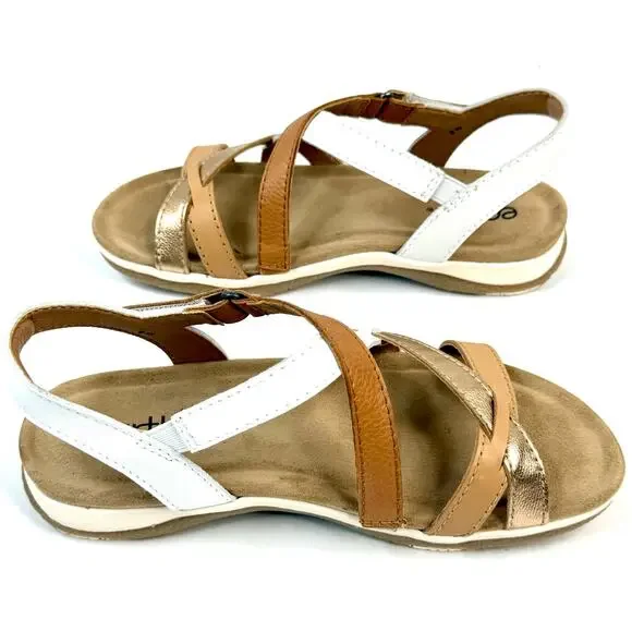 Earth Women's Sterling  Sandals Size 6W COLOR:COGNAC/GOLD MULTI LEATHER NWT - Picture 3 of 9